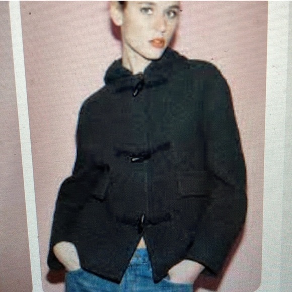 ZARA Manteco Wool Jacket Size M Womens Toggle Coat Hooded Grey $150 retail NWOT - Picture 9 of 9